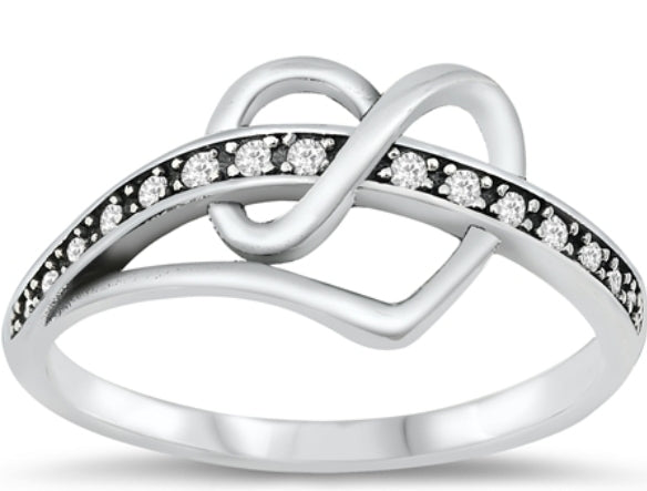 Heart CZ Ribbon Ring