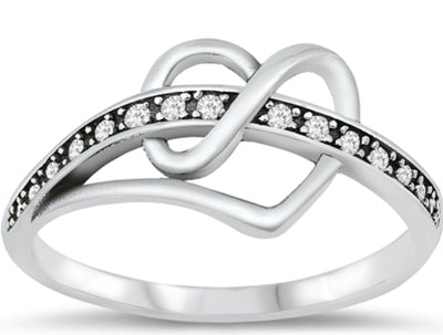 Heart CZ Ribbon Ring