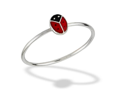  Ladybug Ring With Red And Black Enamel