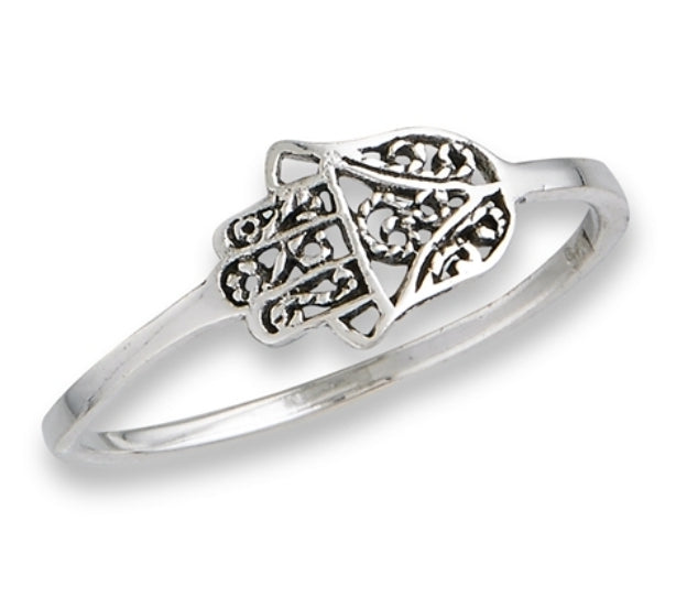 Sterling Silver Medium Hamsa Ring