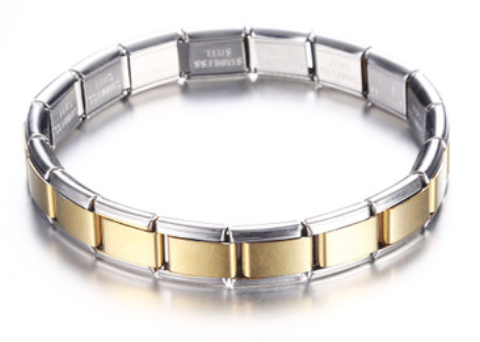 Silver with Gold Italian Link Charm Bracelet