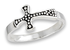 Sterling Silver Granulated Dot Cross Ring