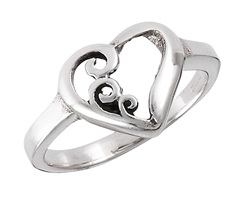 Sterling Silver Victorian Ornate Heart Ring