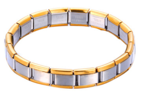 Gold with Silver Italian Link Charm Bracelet