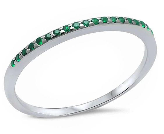 Green Emerald Band Ring