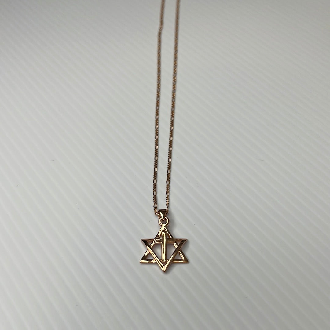 Rose Gold Star With Cross Pendant Necklace