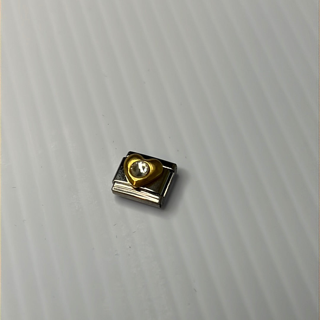 Cz Heart Italian Link Charm