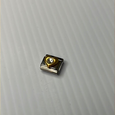 Cz Heart Italian Link Charm