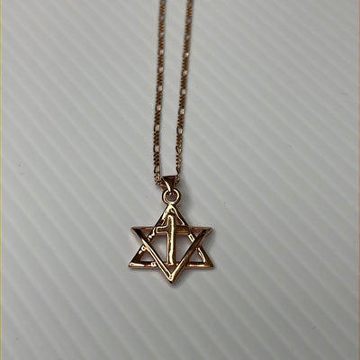 Rose Gold Star With Cross Pendant Necklace
