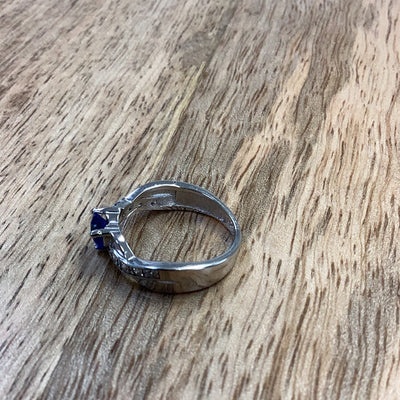 Blue Cz heart ring