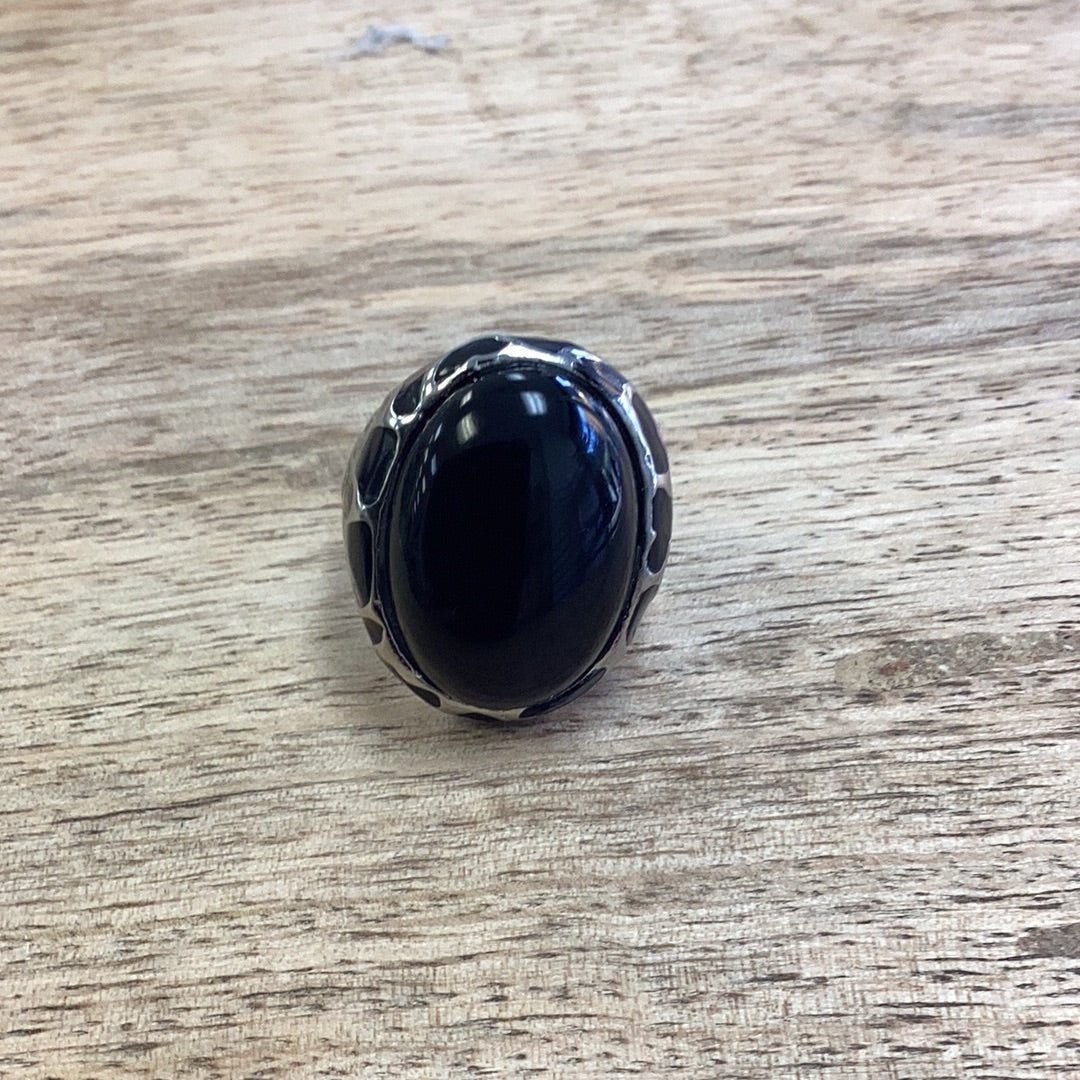 Men Stainless Steel Black Onyx Stone
