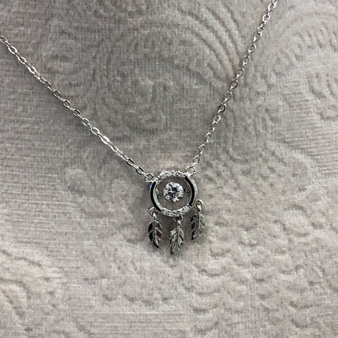 Dream Catcher Cz Pendant Necklace