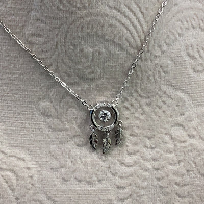 Dream Catcher Cz Pendant Necklace