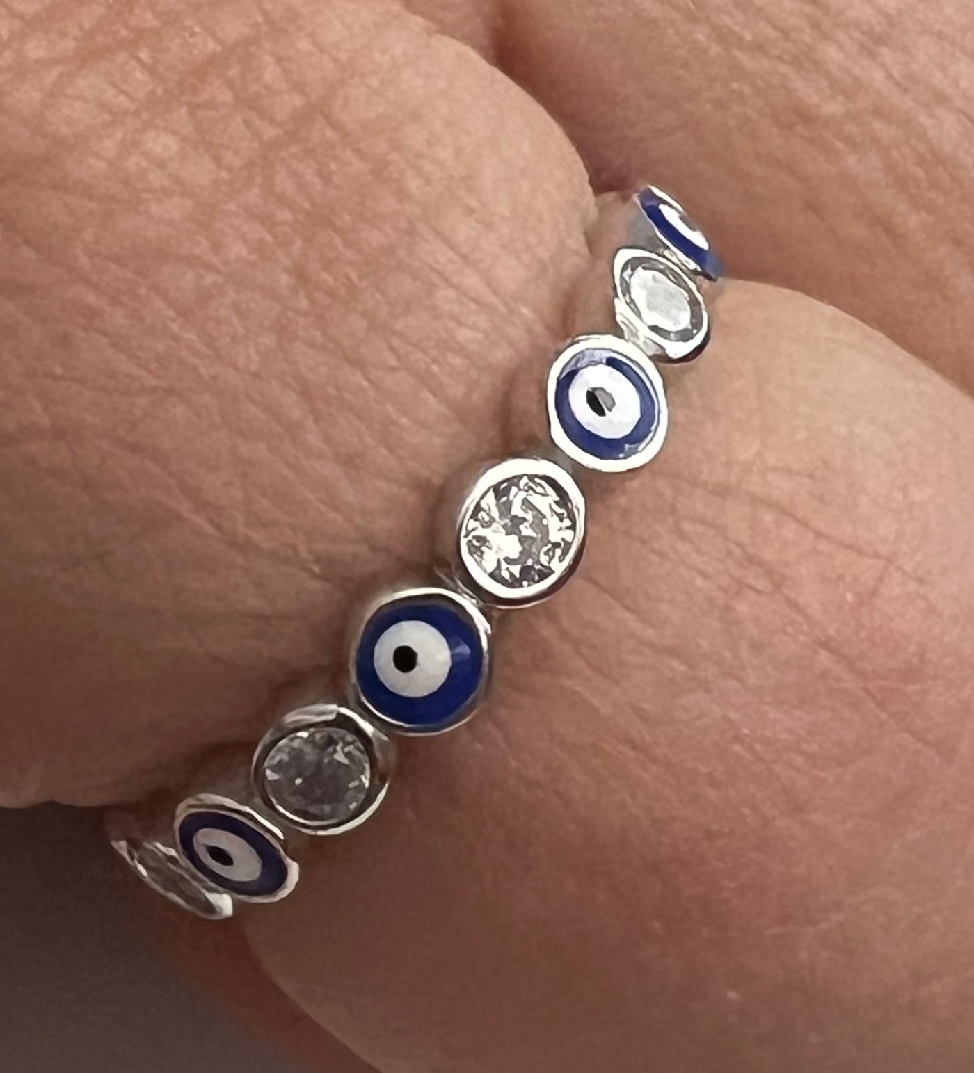 Cz Blue Evil Eye Band Ring