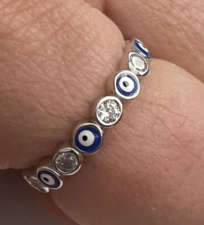 Cz Blue Evil Eye Band Ring