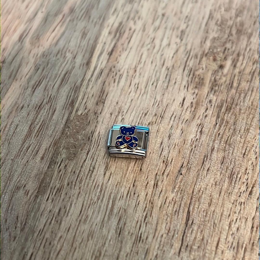 Blue Teddy Bear Italian Link Charm