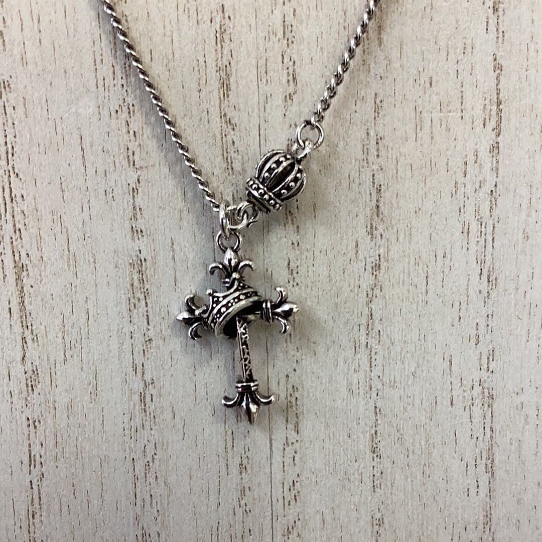 Cross with Crown Pendant Necklace