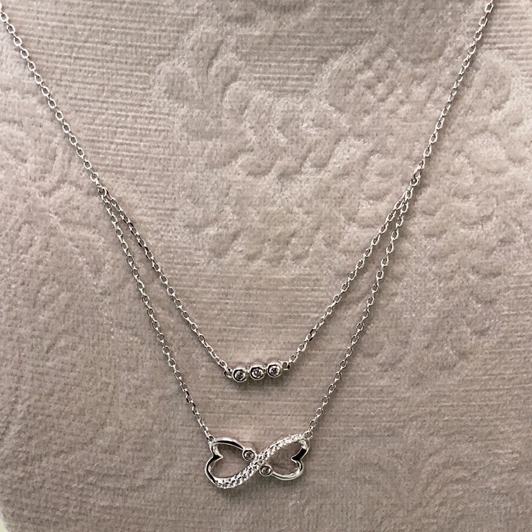 Double Chain Cz Infinity Necklace