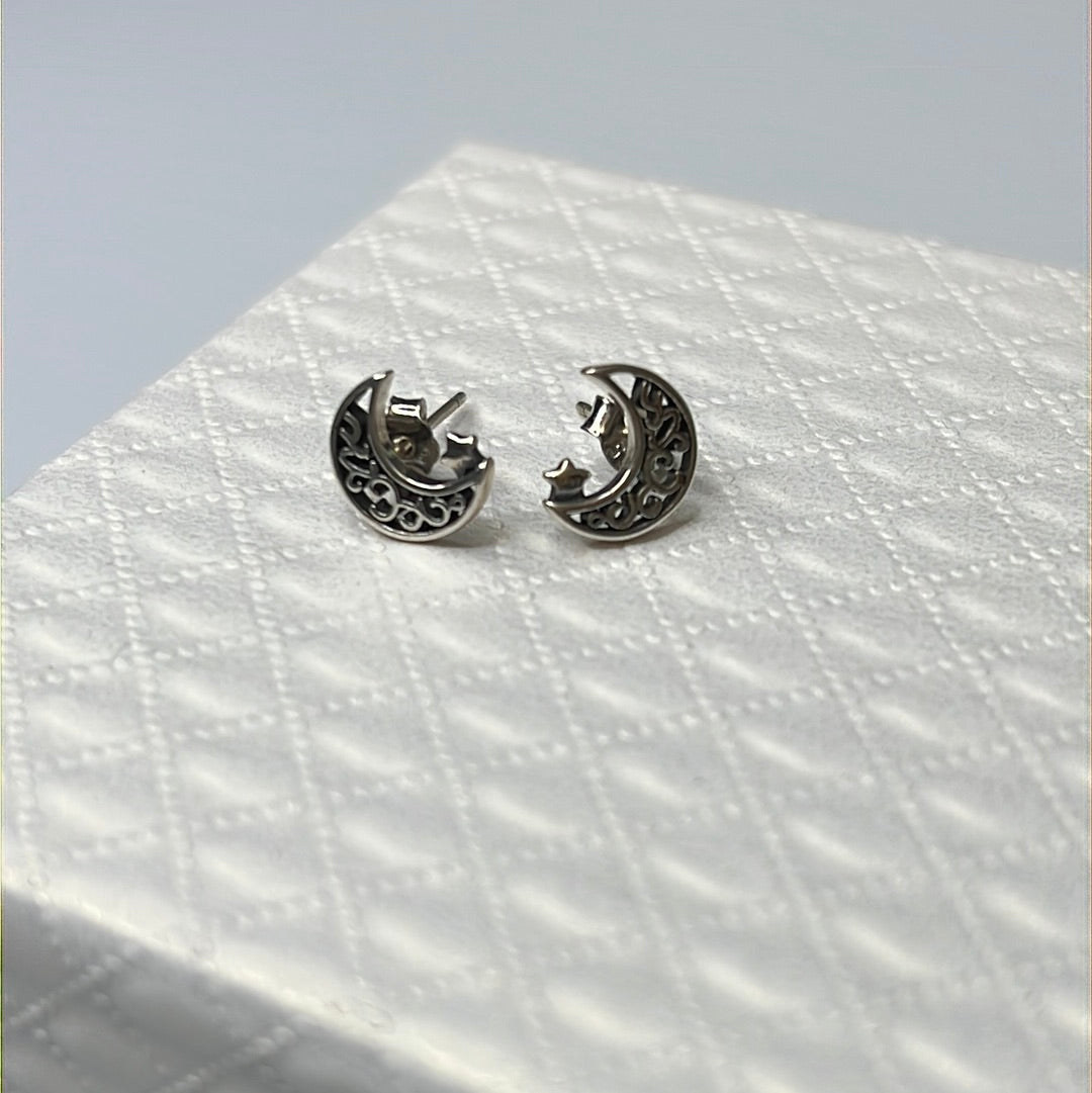 Moon & Star Stud Earrings