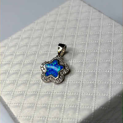 Blue Opal Cz Star Pendant