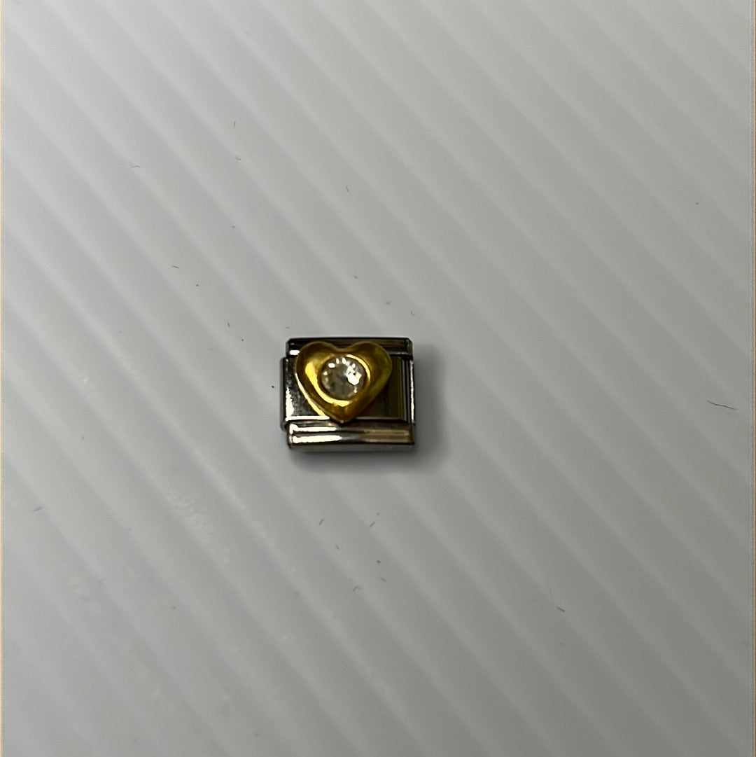 Cz Heart Italian Link Charm