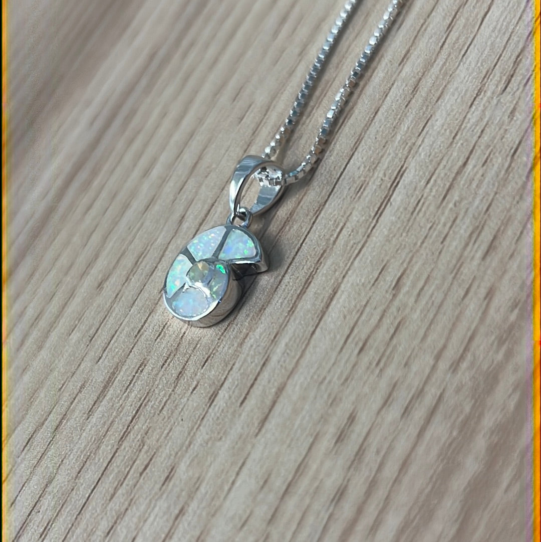 White Opal Snail Pendant Necklace