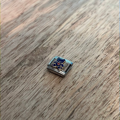 Blue Teddy Bear Italian Link Charm