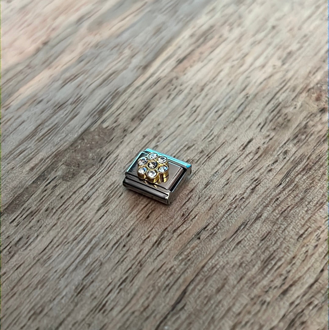 Cz Flower Italian Link Charm