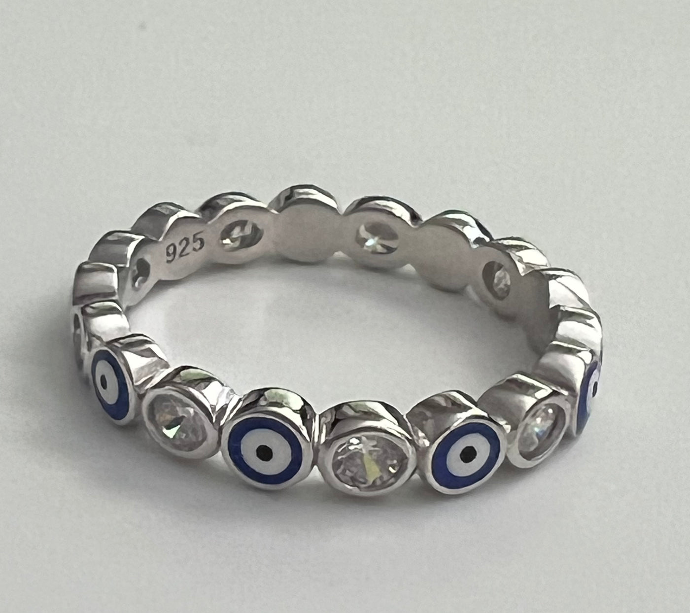 Cz Blue Evil Eye Band Ring