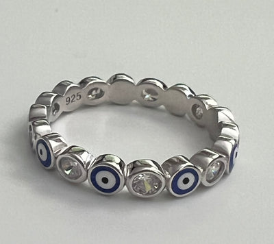 Cz Blue Evil Eye Band Ring