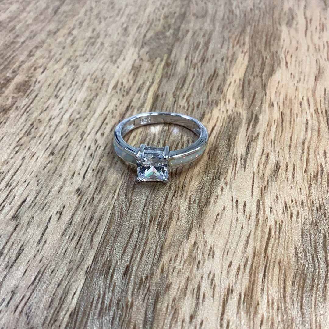 Square Opal Cz Ring