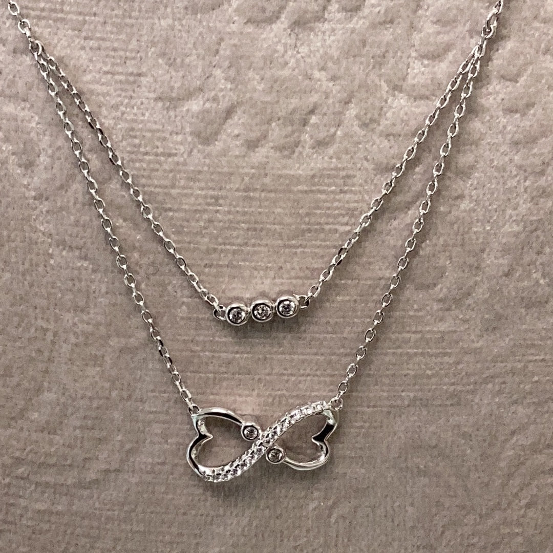 Double Chain Cz Infinity Necklace
