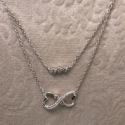 Double Chain Cz Infinity Necklace