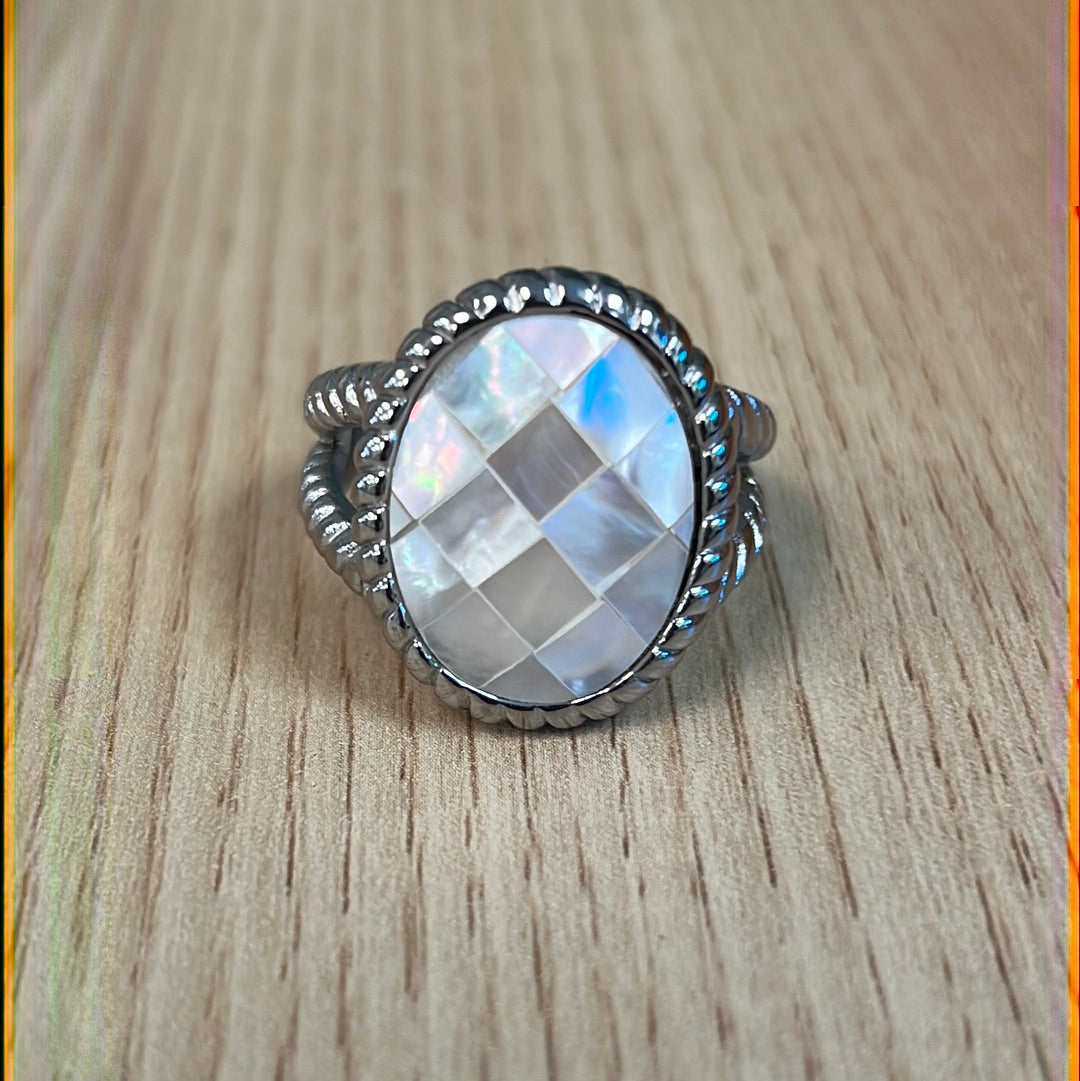 Opal Stainless Steel Ring