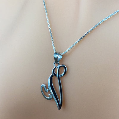 Letter V Pendant Necklace