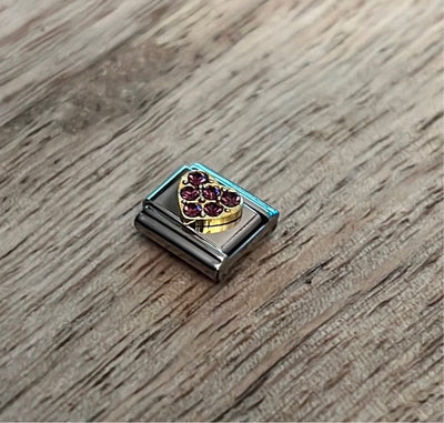 Cz Pink Heart Italian Link Charm
