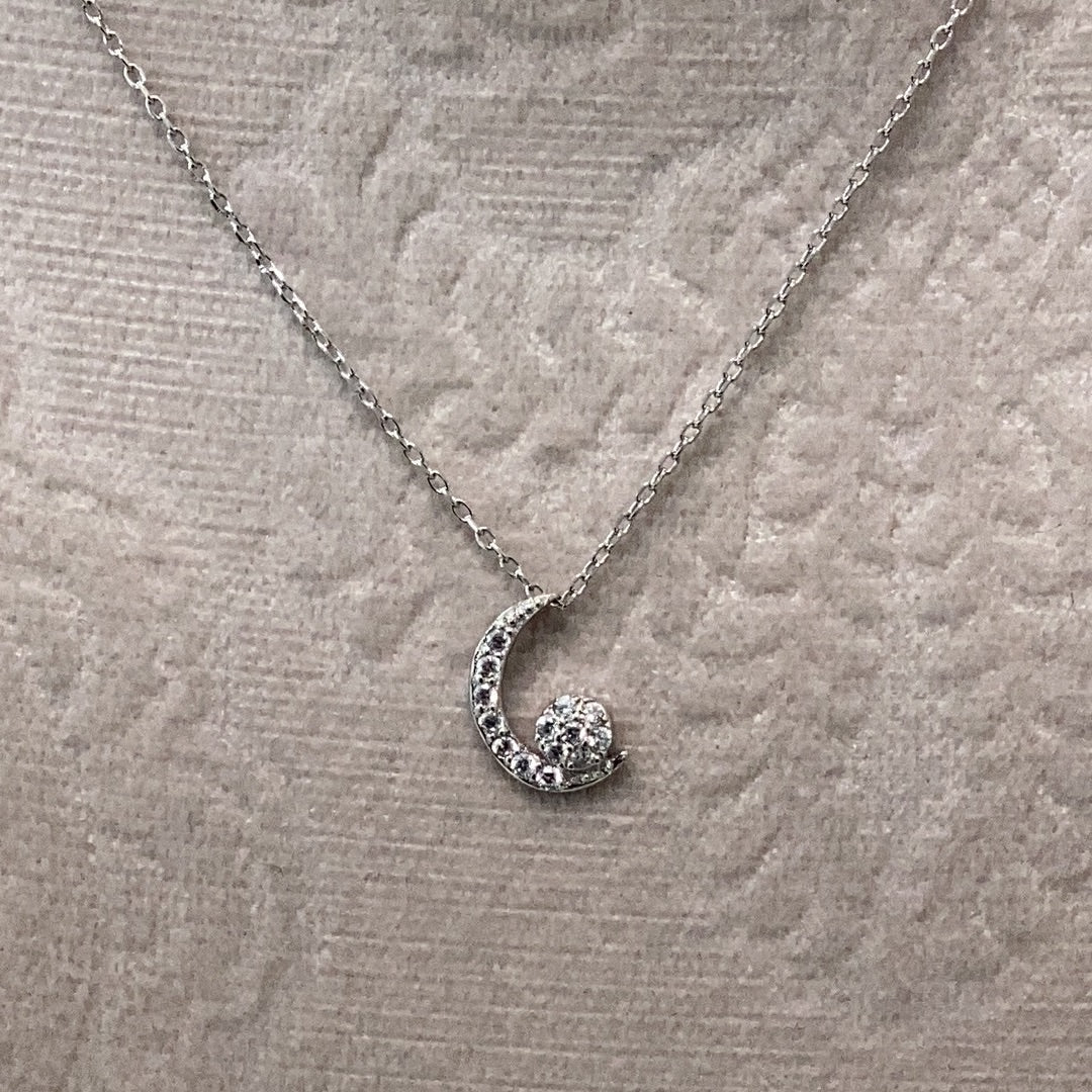 Cz Moon Pendant Necklace