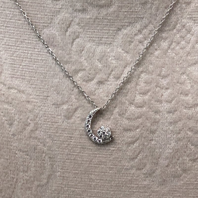 Cz Moon Pendant Necklace