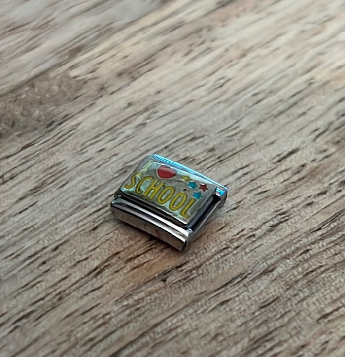 I Love School Italian Link Charm