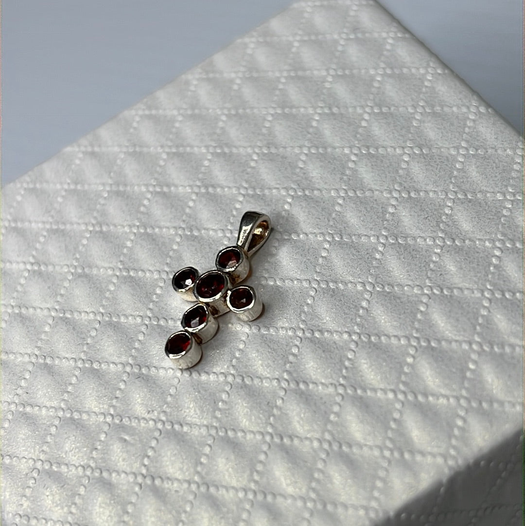 Red Cz Cross Pendant