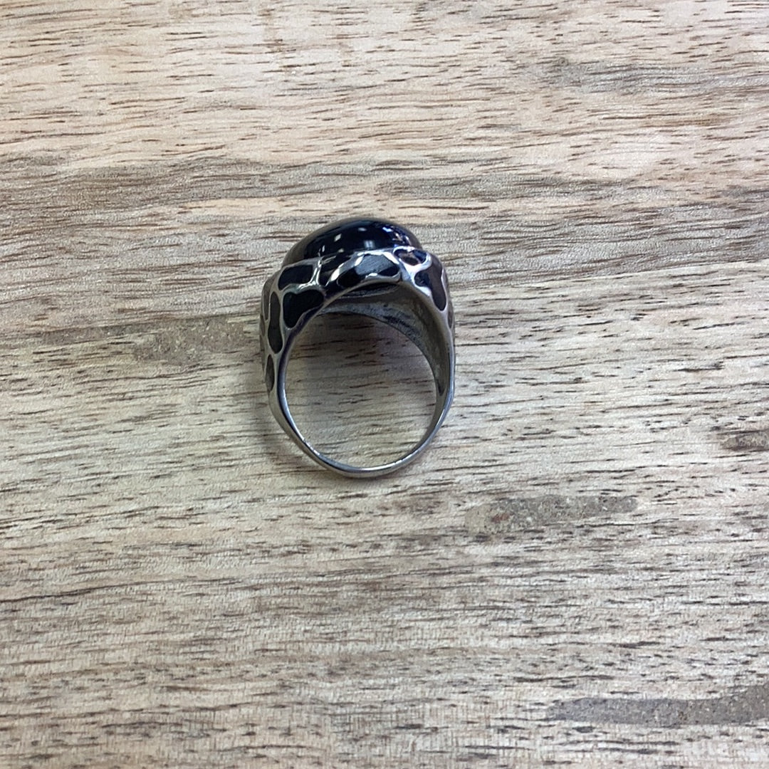 Men Stainless Steel Black Onyx Stone