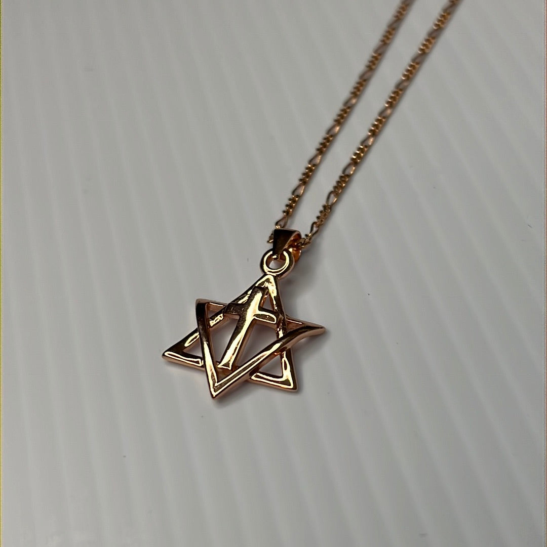 Rose Gold Star With Cross Pendant Necklace