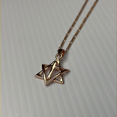 Rose Gold Star With Cross Pendant Necklace