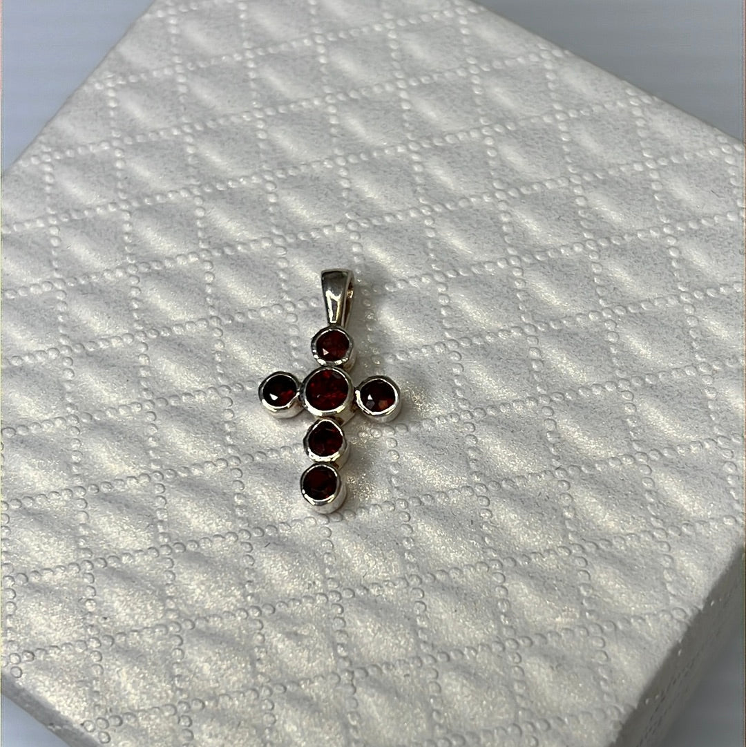 Red Cz Cross Pendant