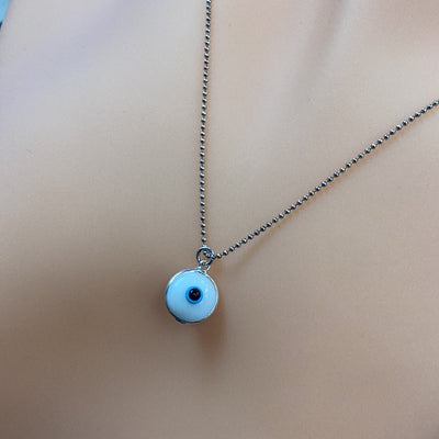 White Evil Eye Pendant Necklace