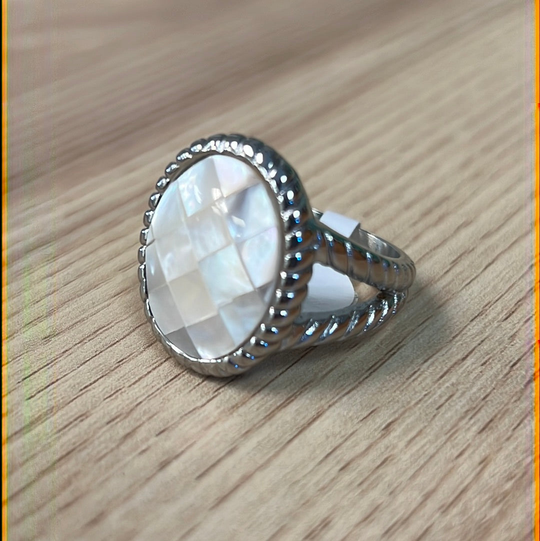 Opal Stainless Steel Ring