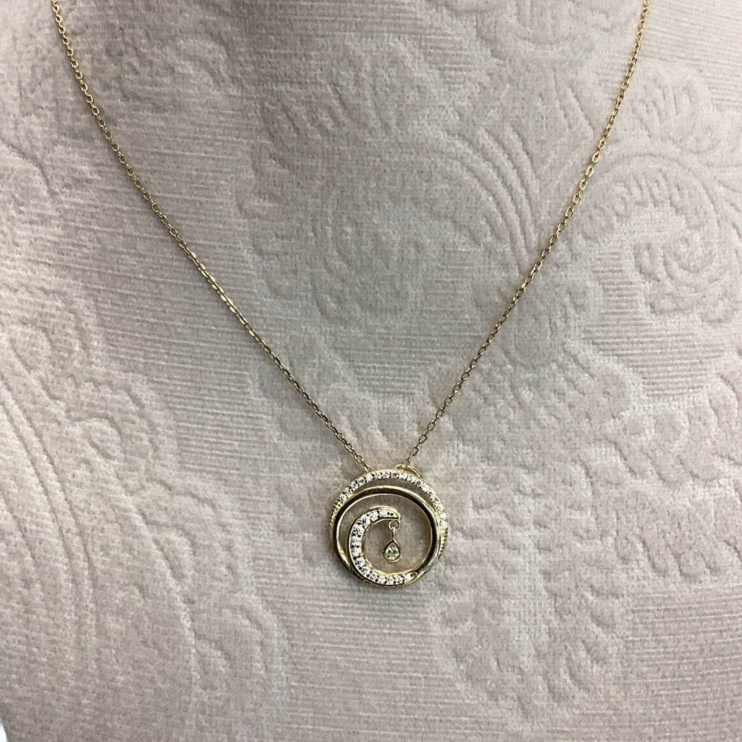 Cz Round Swirl Pendant Necklace