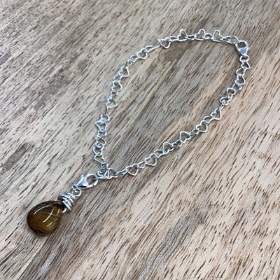 Hearts Bracelet w/tiger eye pendant