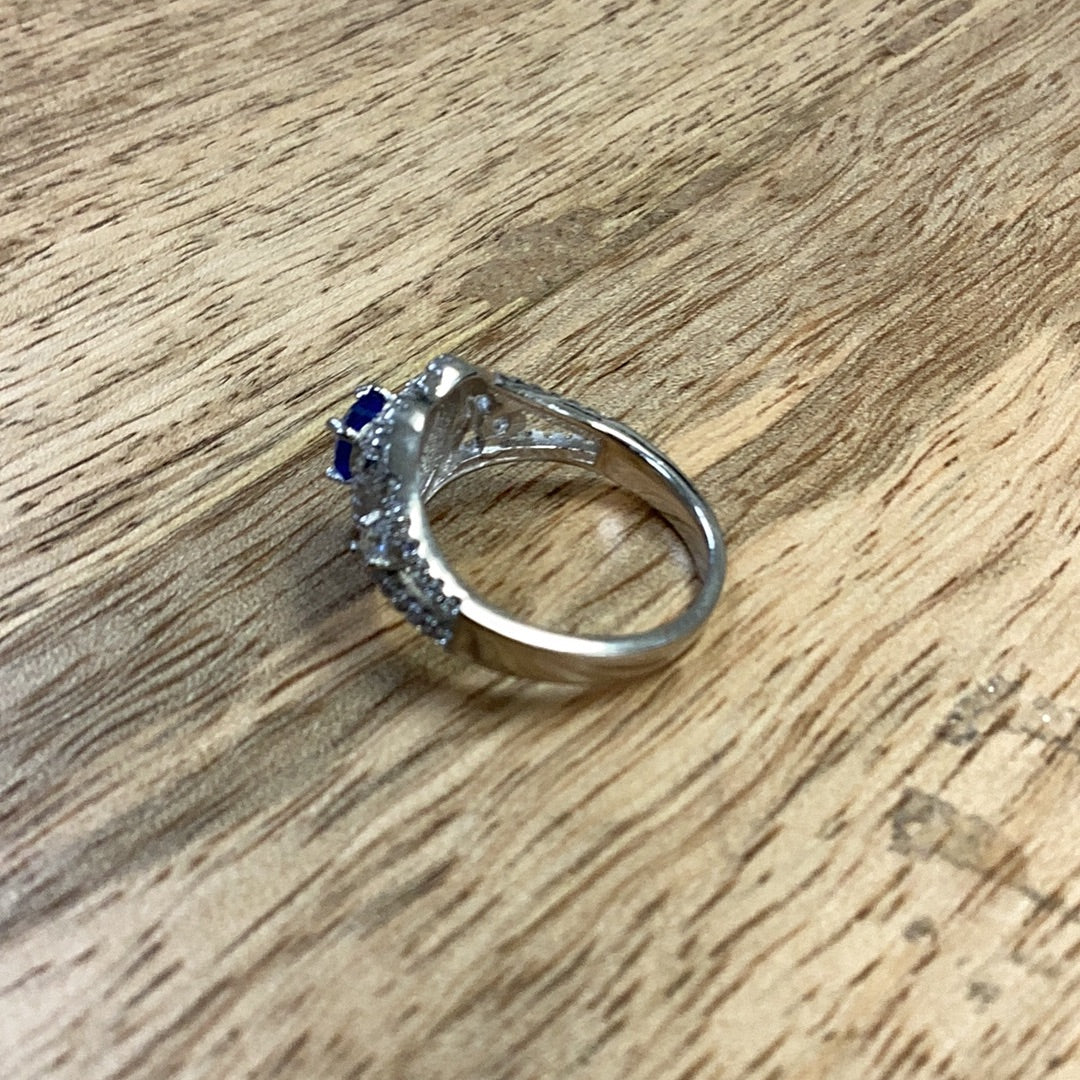 Cz blue heart ring