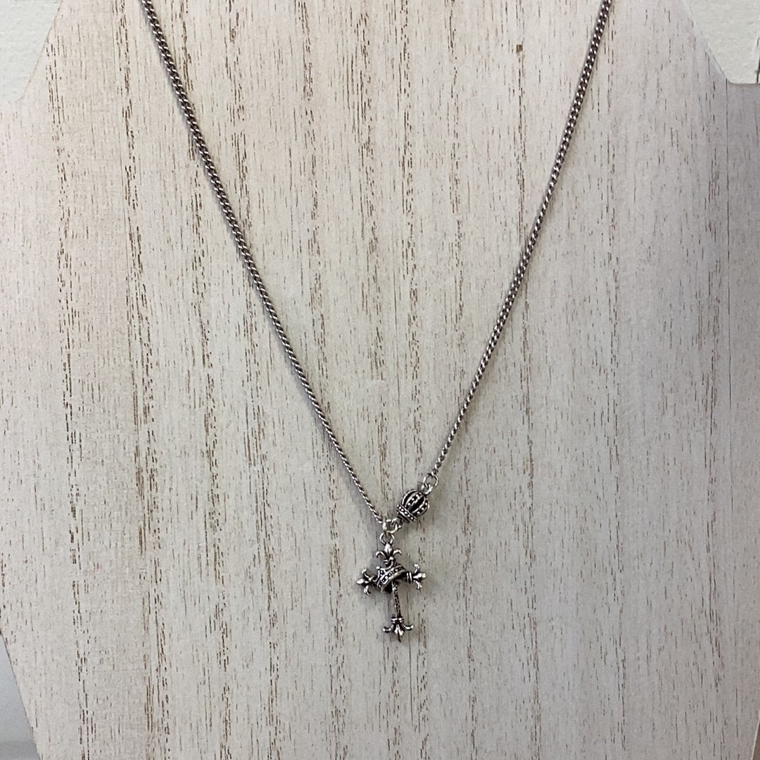 Cross with Crown Pendant Necklace